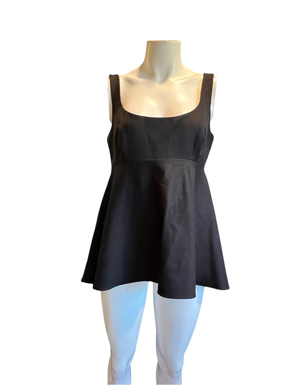 Milly Black Square-Neck Peplum Tank